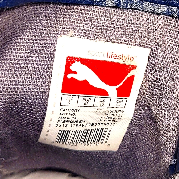 Men's lace up El Rey Puma  sneakers Blue and Grey size 10 - Picture 6 of 6